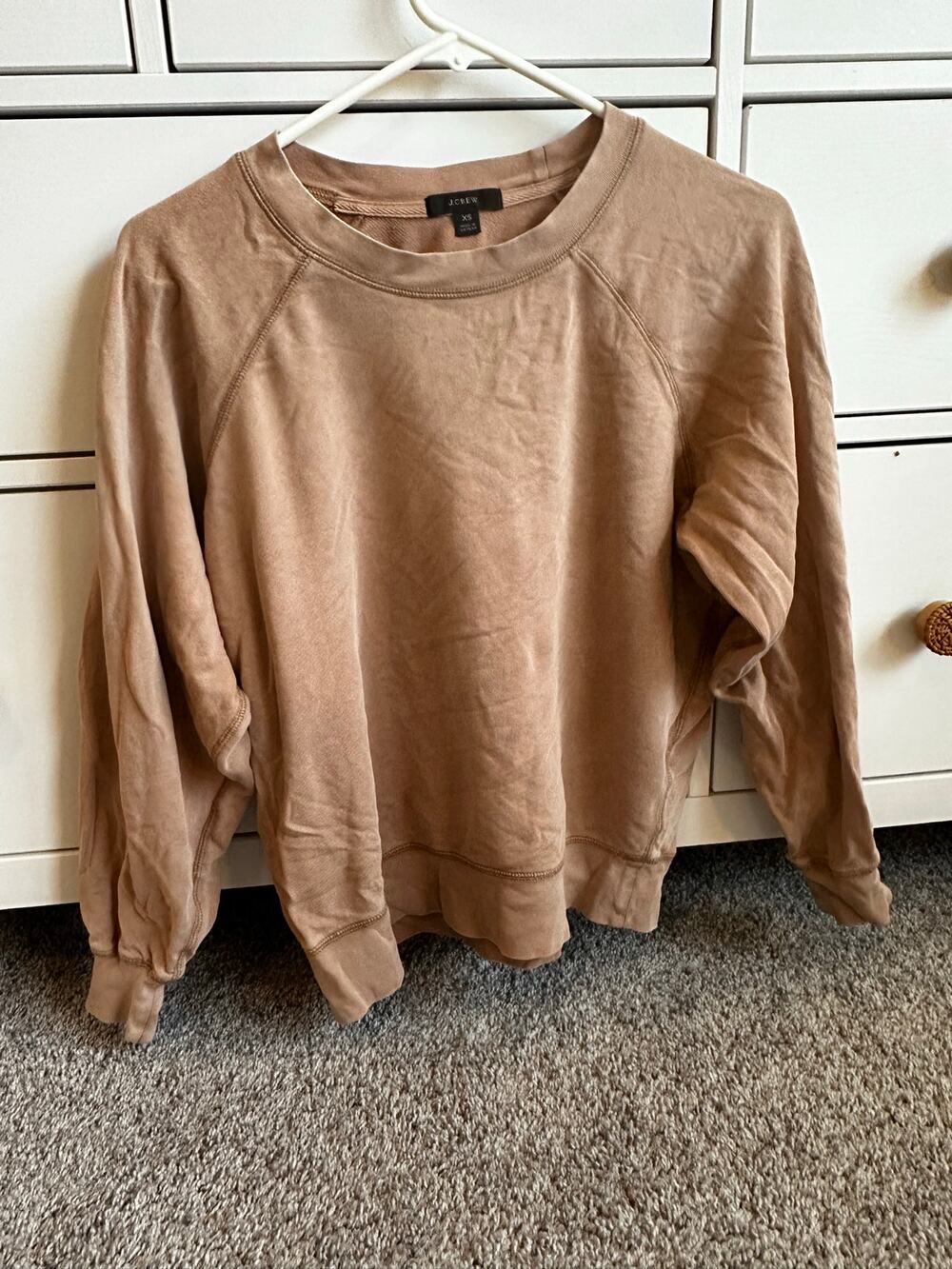 J.Crew Womens Size XS Tan Camel French Terry Crewneck Sweatshirt